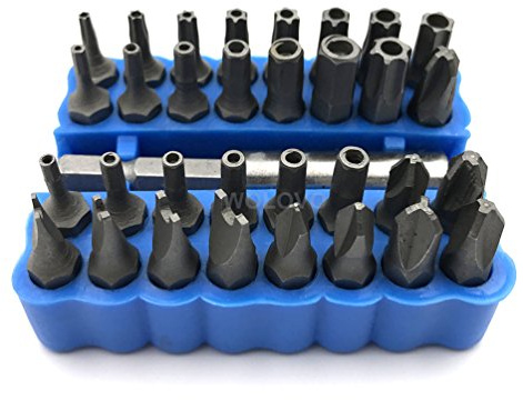 Set de pointes de sécurité inviolables avec porte-pointes d'extension magnétique, avec pointes creuses, clés et Torx