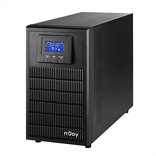 NJOY Aten Pro 3000VA Gruppo di Continuità 2700 Watt, Doppia Conversione OnLine, Onda Sinusoidale Pura, Display LCD, USB, RS232, 4 Uscite Schuko, Software per Gestione UPS, 6 Batterie