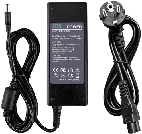 DTK Chargeur 19V 4,74A 90w (Compatible 19V 3,16A 60W) Alimentation pour Ordinateur Portable pour Samsung AC Adaptateur Connecteur: 5.5 x 3.0mm [Classe énergétique A+]