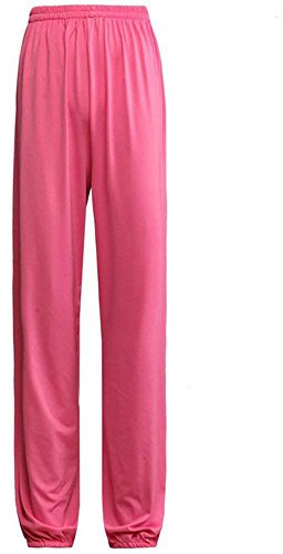 Kung Fu Training Hosen - Chinesische Kampfkunst Tai Chi Kung Fu Wing Chun Shaolin Yoga Knickerbocker Graziöse Lockere Weite Beine Trainingshosen Bloomers Unisex (Rosa, L)