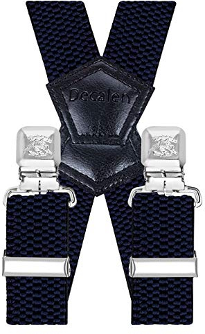 Decalen Hosenträger für Herren Breit 4 cm mit sehr Starken 4 Metall Clip Lang Einheitsgröße für Männer und Damen Einstellbar und Elastisch X Style