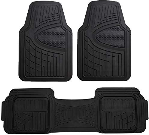 FH Group Automotive Floor Mats Universal Fit Climaproof for All Weather Protection Heavy Duty Rubber fits Most Cars, SUVs, and Trucks, Trim to Fit Black
