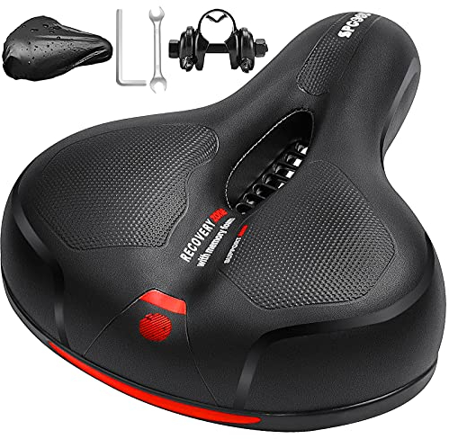 SPGOOD Fahrradsattel, Bequem Weich Memory Foam Ergonomisch Stoßdämpfend Atmungsaktiv Fahrrad Sattel, Wasserdicht mit überzug und Kloben Rennrad City MTB Fahrradsitz für Damen Herren 25 * 21cm