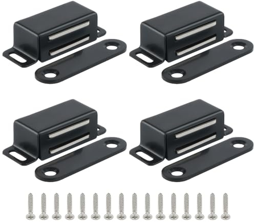 Mooche Cabinet Magnets 4 Pack, Stainless Steel Magnetic Door Catch, Cupboard Door Magnets, Heavy Duty Cabinet Drawer Magnet Latches for Kitchen Wardrobe Closet Closure