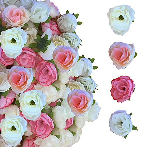 jenich 100Pcs Künstliche Blumenköpfe Blütenköpfe Blumen Köpfe Rosenköpfe Kunst Blumen Rosen Köpfe Kunstblumen klein deko für Hochzeit Party Deko DIY Basteln
