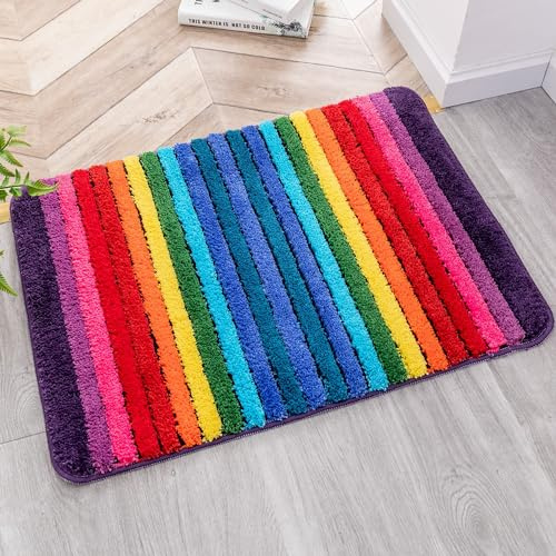 NIENLCIP Tapis de Bain coloré pour Salle de Bain Super Doux et Absorbant en Microfibre avec Dos antidérapant - Lavable en Machine - 48,3 x 68,6 cm