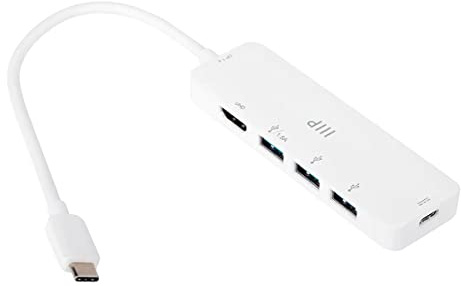 Monoprice 5-in-1 USB-C to 4K HDMI Display Adapter and USB Hub (4K@60Hz) Fast Charge, 100W PD 3.0, 5Gbps, Portable, Plug-n-Play, Compatible with Windows and MacOS Operating Systems, White
