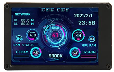 Mini Monitor, Sensori di Temperatura per PC USB IPS 3,5 Pollici, Display Pannello Sensore, Monitoraggio Dati CPU, Supporto per e Mac