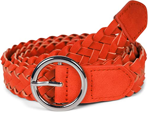styleBREAKER Damen Schmaler PU Flechtgürtel Rund | 3 cm breites Kunstleder-Band, 110 cm Gesamtlänge (One Size), stufenlos anpassbar, silberne Einfachdornschließe.