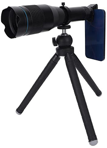 TéléObjectif pour Smartphone, Objectif D'appareil Photo 60X avec Mini Trépied, Transmission de la Lumière à 70%, Distance Focale équivalente de 650 à 700 mm, Grand Prisme, pour la Prise de Vue avec U