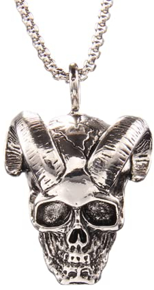 DUTACK Neo Gothic Silver Color Devil Goat Skull Pendant Necklace Men Women Red Cz Head Horn Biker Punk Style