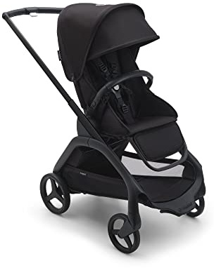Bugaboo Dragonfly City Pushchair, Lightweight Compact Baby Stroller | with One Hand Easy Fold in Any Position, Full Suspension, XL Underseat Basket, Black Chassis and Midnight Black Sun Canopy