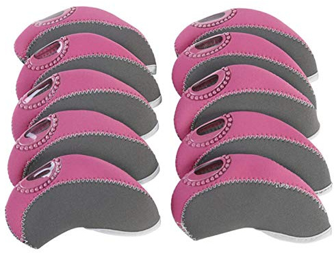 Driver Headcover,Golfschlägerhaube 10Pcs Golf Kopfhauben Eisen Putter Schutz im Freien wasserdichte Golfclub-Eisen-Kopfschutz Golf-Zubehör (Color : Pink)