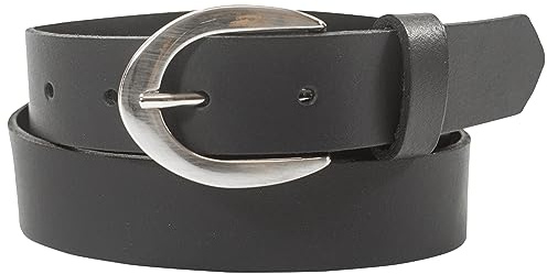 fashionchimp Basic Damengürtel aus 100% echtem Leder, glänzende Gürtel-Schließe, Breite ca. 2,8cm, Made In Germany (Grau-Althea, 100/BW85)