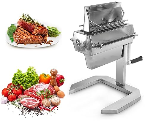 SONLED Commercial Meat Tenderizer Machine, Manual Steak Tenderizer with Stainless Steel Blades and C-Clamp Combs, 5 in/12.5 cm Cutting Width, Used for Tendering Pork Beef Mutton