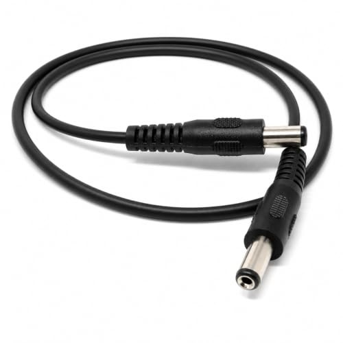 2.1mm x 5.5mm Male to Male DC Connector Lead Power Cable, 0.5m Black | CCTV Cameras, LED Signs, Solar Powered Devices, Music Instruments