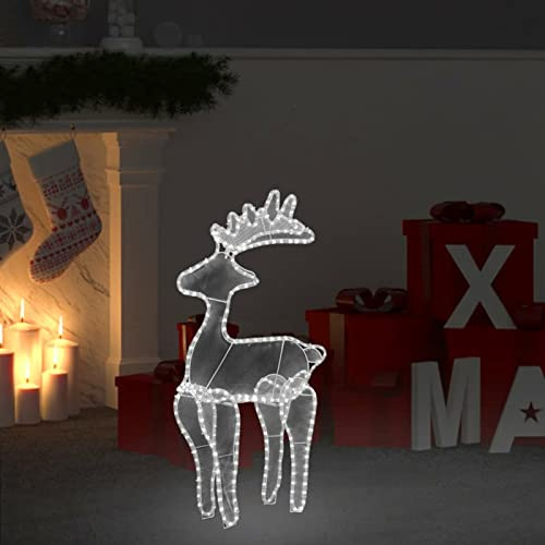 NITCA Rentier Beleuchtet Aussen mit Mesh,Weihnachtsfiguren Beleuchtet Aussen,Beleuchtetes Weihnachts Rentier 306 LEDs 60x24x89 cm Kaltweiß,Weihnachtsdeko Aussen,Rentier Weihnachtsdekoration