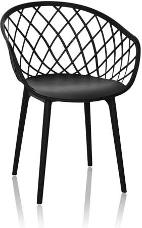 hjh OFFICE Schalenstuhl wetterfest BEGIO B Kunststoff In- und Outdoor Stuhl für Garten, Terrasse oder Esszimmer, Schwarz