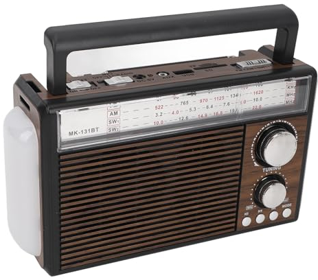 AM FM SW Radio mit Lautsprecher, Multiband-Kurzwellenradio, Wandsteckdose mit Taschenlampe, Wiederaufladbares Tragbares Vintage-Radio mit 1200 MAh und Bestem Empfang für Senioren