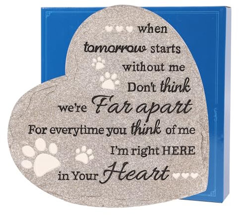 Pietra commemorativa per cani e gatti, 25 cm, regalo commemorativo per cani per la perdita di cane, pietre commemorative a forma di cuore, regalo commemorativo per cani e gatti, regalo di simpatia per