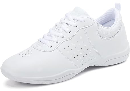 Zapatillas de Baile de Porristas Zapatillas Cómodas Zapatos Transpirables para Mujer Zapatos de Baile Zapatos de Mujer Ligeros Y Transpirables para Gimnasio Deporte Aeróbic Animadoras (Blanco)