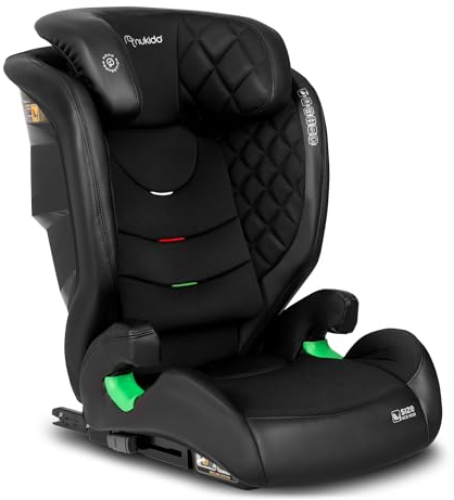 Nukido Kindersitz Kinderautositz 15 Bis 36 kg Autositz Für Kinder 4 Bis 12 Jahren ISOFIX Kopfstützenverstellung Neigungsverstellung Louis (Schwarz)