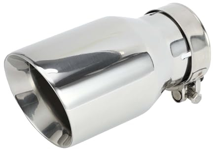 Hihaha Abrazadera Punta Escape Plateado 1 Juego Acero Inoxidable | Para Coche, Entrada 2.5, Salida 3.5, Longitud 6.7, Reduce Ruido, Mejora Sonido, Resistente Corrosión, Fácil Instalación