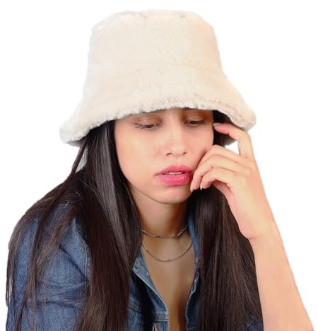 MILAKOO Pelzige Eimermütze Winterwarme Kunstfellmütze Fischermütze für Frauen Damen Herren Plüsch Weich Fischerhut Winter Bucket Hat