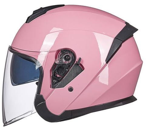SMTSEC Motorradhelm Damen Herren 3/4 Half Face Helm Klapphelm DOT/ECE-Zertifizierter Mit Doppelvisier Sonnenblende Helm Jethelm Downhill Helm Mopedhelm Schutzhelm Für Cruiser Chopper,Pink-XL