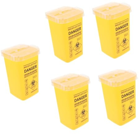 IWOWHERO 5piezas Contenedor De Desechos Médicos Tapa Caja De Eliminación De Agujas De Recipiente Seguro y Práctico Para Almacenamiento De Agujas Punzantes