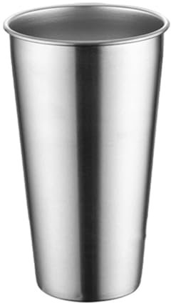 Juego de 8 vasos de chupito de acero inoxidable reutilizables de metal para cerveza, portátil, apilable, taza de café para camping y bar, color plateado, 500 ml