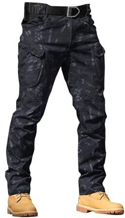 EMUKFD Pantaloni da lavoro mimetici da uomo, pantaloni cargo tattici militari militari militari da combattimento escursionismo tute pantaloni da caccia all'aperto campeggio abiti da viaggio leggeri