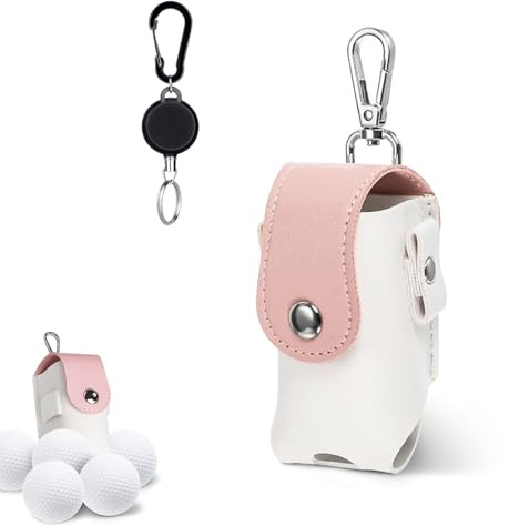 Kakveiai Golfball-Beutel, Golfball-Aufbewahrungstasche, Golfball-Schutz Tasche, Tragbar Golf Kleine Ball Tasche, Golf-Hüfttasche, Golftasche mit Hängendem Clip, Golf-Zubehör, Wasserdicht（Rosa）