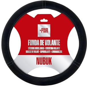 +PWR Car Parts Coprivolante Modello Nubuk Nero Universale per volanti di auto da 37 a 39 cm. Antiscivolo. Realizzato al 100% in poliestere di alta qualità.D6