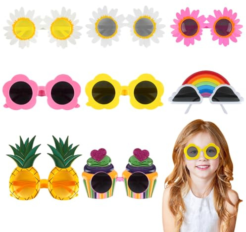 Ainiv 8 Paires Lunettes de Fête Hawaïennes, Hawaii Lunettes de Soleil, Accessoires de Déguisement Tropical, Décoration de Fête Hawaïenne pour Adultes et Enfants, Fête sur Plage et Piscine, Fête D'été