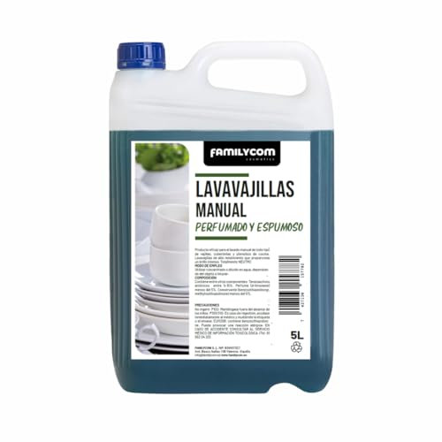Familycom Lavavajillas Liquído Manual 5L - Detergente líquido de lavado Profesional Perfumado y Espumoso