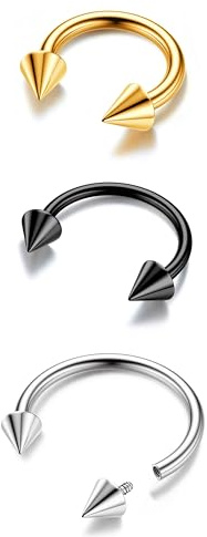 BodyBonita G23 Titanio Piercing Septum el Tabique Nasal con Forma de Herradura 3 Unidades con Forma de Barra Puntas el Tabique Nasal Labio Cartílago Hélice Caracola para Mezclado 16G 8/10/12mm