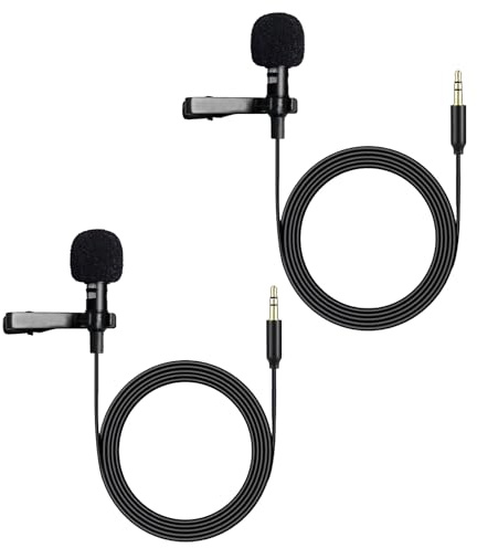 MICMXMO 2-pack lavalier plug-mikrofon för DJI MIC 2 trådlös sändare sändare, för Rode GO II 2 trådlös mikrofon 3,5 mm TRS rundstrålande kondensator Lapel Mini Mic för vlog streaming, 1,5 m