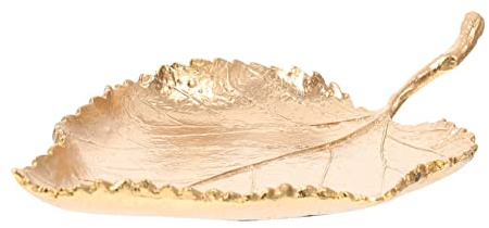 Homoyoyo Elegante Goldfarbene Schmuckplatte aus Zinklegierung in Blattform Praktische Aufbewahrungsschale für Ringe und Kosmetik als Stilvolles Wohnaccessoire