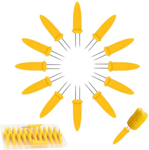 Apvok Supporti per pannocchie in acciaio inox, 20 pezzi, per mais sulla griglia, bastoncini e spiedini, per casa e barbecue e campeggio