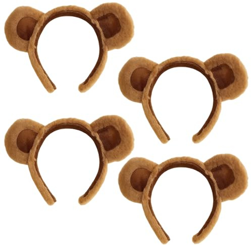 JazRvr Chipmunks Ohren, 4 Stück Bären Ohren Haarreif, Süße Bärenkostüm Accessoires Für Maskeraden, Geburtstagsfeiern, Tägliche Styling, Weiches Und Bequemes Design Für Kinder Und Erwachsene