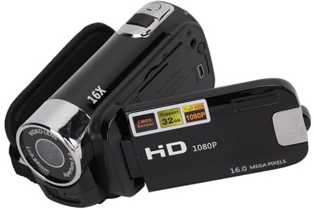Crumye Caméscope vidéo portable, caméra DV 1080p 16 MP, zoom numérique 16x, écran TFT rotatif de 2,7 avec câble USB noir, vidéo de vlogging pour enfants Zoom numérique
