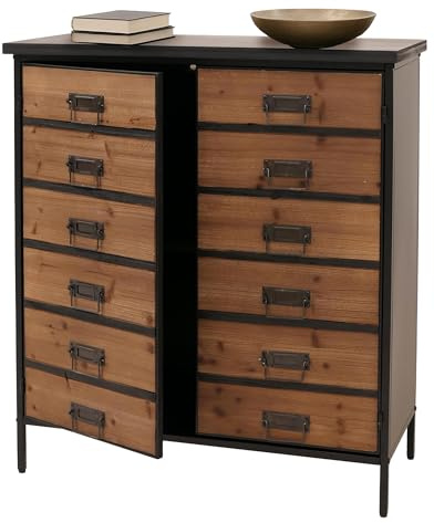 Mendler Commode de pharmacien HWC-O79 Look Vintage Shabby 94x80x35cm, Naturel