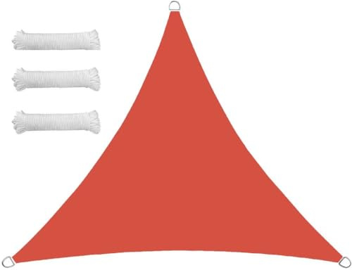 Tenda parasole per esterni, impermeabile, 6 x 6 m, triangolare, protezione dai raggi UV, per giardino e patio, include kit di corda, vela ombreggiante rossa per protezione solare