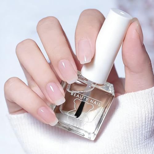 Quick Dry 2-in-1 Clear Gel Nail Polish - Clear Nail Varnish - Base & Top Coat Nail Varnish for Long-Lasting Shine - No UV Lamp Needed,for Everyday Nail Care and DIY Manicures