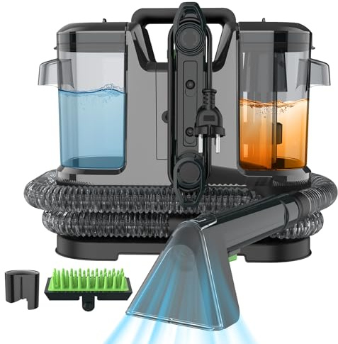 Nettoyeur De Tapis,Shampouineuse,Double Réservoir Détachable,Nettoyeur Canapé Tissu, Équipé De 3 Têtes De Nettoyage, Pour Canapé,Tapis, Rembourrage,Voiture