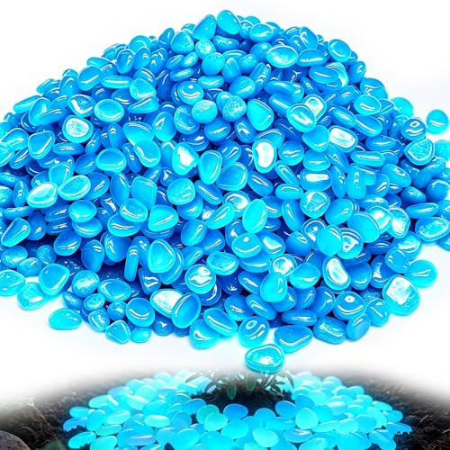 500 Stück Leuchtsteine Garten, 2026 Neu Leuchtende Steine Garten, Leuchtkiesel Bunt Deko Steine Kleine, Dekosteine Fluoreszierende Steine Kieselsteine für Gärten Deko, Terrasse, Aquarien (500, Blau)