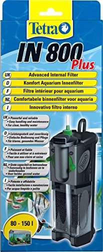 Tetra IN 800 plus akvarium innerfilter – filter för klart och friskt vatten, mekanisk, biologisk och kemisk filtrering, lämplig för akvarier med 80 – 150 liter