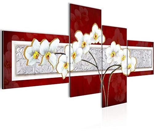 Runa Art Bild XXL 4 Teilig Blumen Orchidee 200 x 100 cm Kunstdruck auf Vlies Leinwand Wanddeko Wohnzimmer Schlafzimmer 203141c