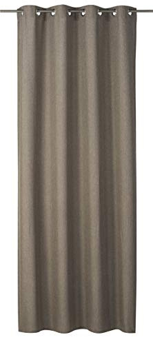 Elbersdrucke blickdichter Ösenschal Lino 06 braun 255x140 cm Vorhang für Wohnzimmer Schlafzimmer Flur Gardine Uni Vorhang Ösen leinenartige Oberflächenstruktur 186517